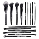 ❤️Juego de 15 brochas de maquillaje Zoreya de alta calidad con un diseño negro clásico, pelo suave, no irrita la piel, no se derrama, no se desperdicia.