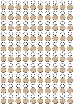 100 PCS Blank Round Wooden Key Chain DIY Wooden Key Chain Key Tags Can Engrave DIY Gifts