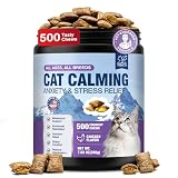Calming Treats for Cats, 500 Crunchy Creamy Calm Chews Relieve Anxiety, Stress & Reduce Aggression with Melatonin & GABA All Cats Promotes Relaxation for Travel, Vet Visits, Separation -Chicken Flavor