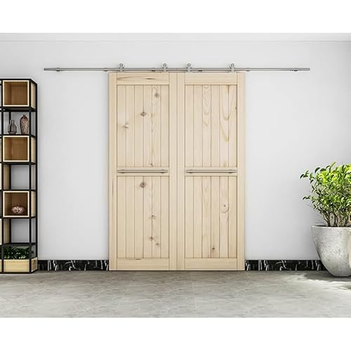 Barn Door Kit Integrated Soft Close Sliding Hardware Brushed Stainless Steel Top Mount Track Kit Sliding Door Hardware (Size : 5Ft Single Door Kit) #TOP2