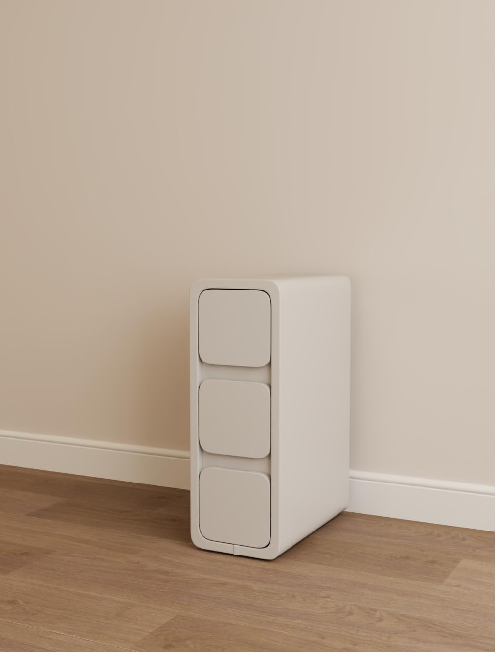 KASLANDI Solid Wood Nightstand White Bedside Table with