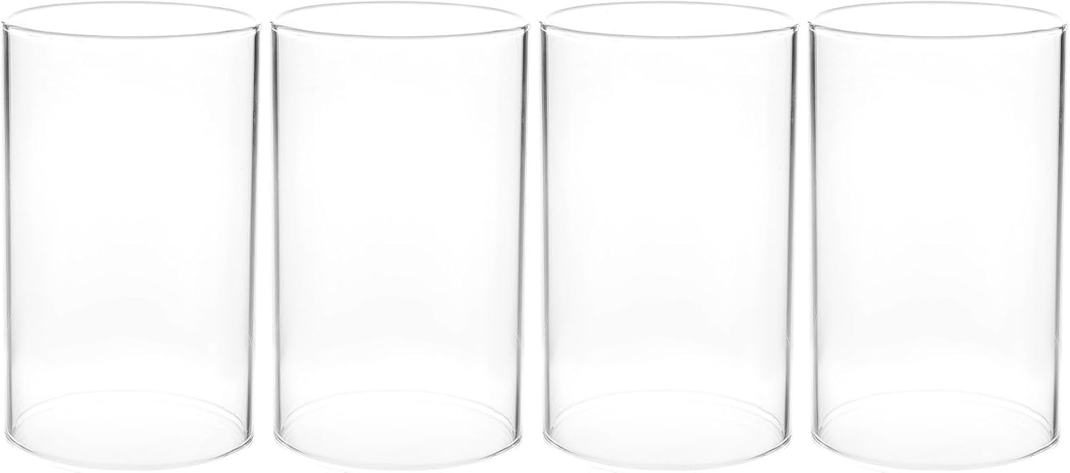 Ciieeo 4Pcs Open Ended Hurricane Bottomless Cylindrical Glass Clear Glass Candle Lampshade for Scented Wax