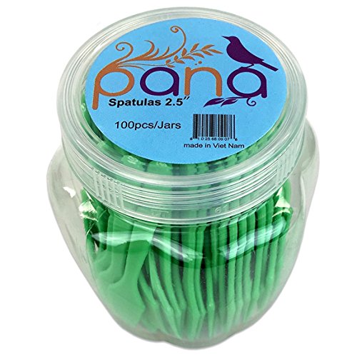 Pana 100Pcs Cosmetic Make Up Disposable Plastic 2.5" Spatulas Skin Care Facial Cream Mask Spatula (100 Pieces In A Container) (Apple Green) #TOP4