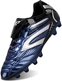 SIN0ES C26001 Fußballschuhe Herren Microfaser Cleats Athletics Fußballschuhe Kinder Jugendliche Erwachsene Trainingsschuhe Profess Blau Schwarz Gr.44