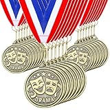 Quelay 30 Pcs 2'' Gold Medals for Awards Winner Bulk with Neck Ribbons Metal Trophy Award Prize Gift for Kids Students Adults School Graduation Participation Competitions(Drama Oscars)