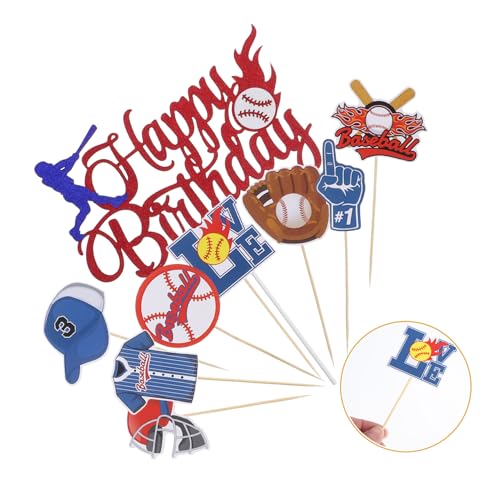 CIMAXIC 2 Conjuntos De Inserção De Bolo De Beisebol Decoração De Bolo De Beisebol Topper De Cupcake