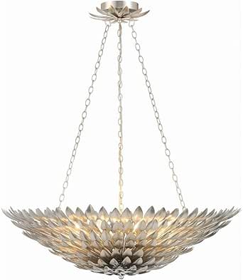 Crystorama Broche 8 Light Antique Silver Chandelier