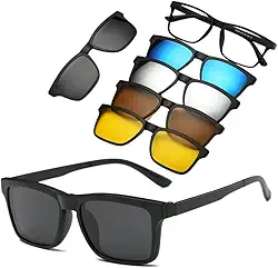 Óculos de sol Polarizado 05 Lentes Com Clipe Magnético Armação Com Imã Unissex