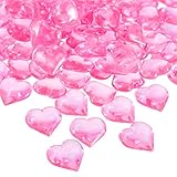 Tatuo 160 Pieces Acrylic Heart Decoration Valentine's Day Heart Ornaments for Vase Fillers and Table Scatter, 0.9 Inch (Pink)
