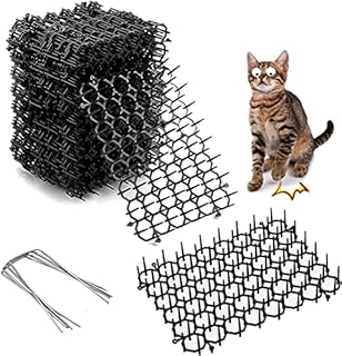 12Pcs Cat Scat Mat with Spikes, Cat Repellant Garden Spikes Cat Dog Prickle Strips Repellent Deterrent Mat with 4 Garden Staples for Home Indoor Outdoor Garden Fence