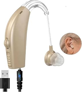 Noise Reduction Sound Amplifier BTE PSAD 30X Amplification Recharging Station, 6 Silicone Tips & 1 Cleaning Brush | Unisex | Right or Left Ear | Pack of 1