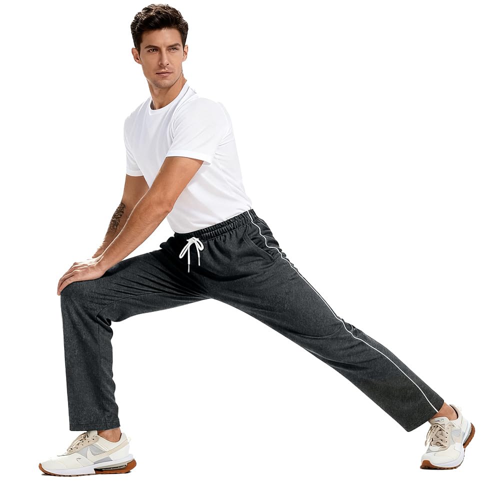 Jogginghose Herren Baumwolle mit 3 Reißverschlusstaschen | Sporthose Herren Lange Sweathose Atmungsaktiv Freizeithose Trainingshose mit Reißverschlusstaschen