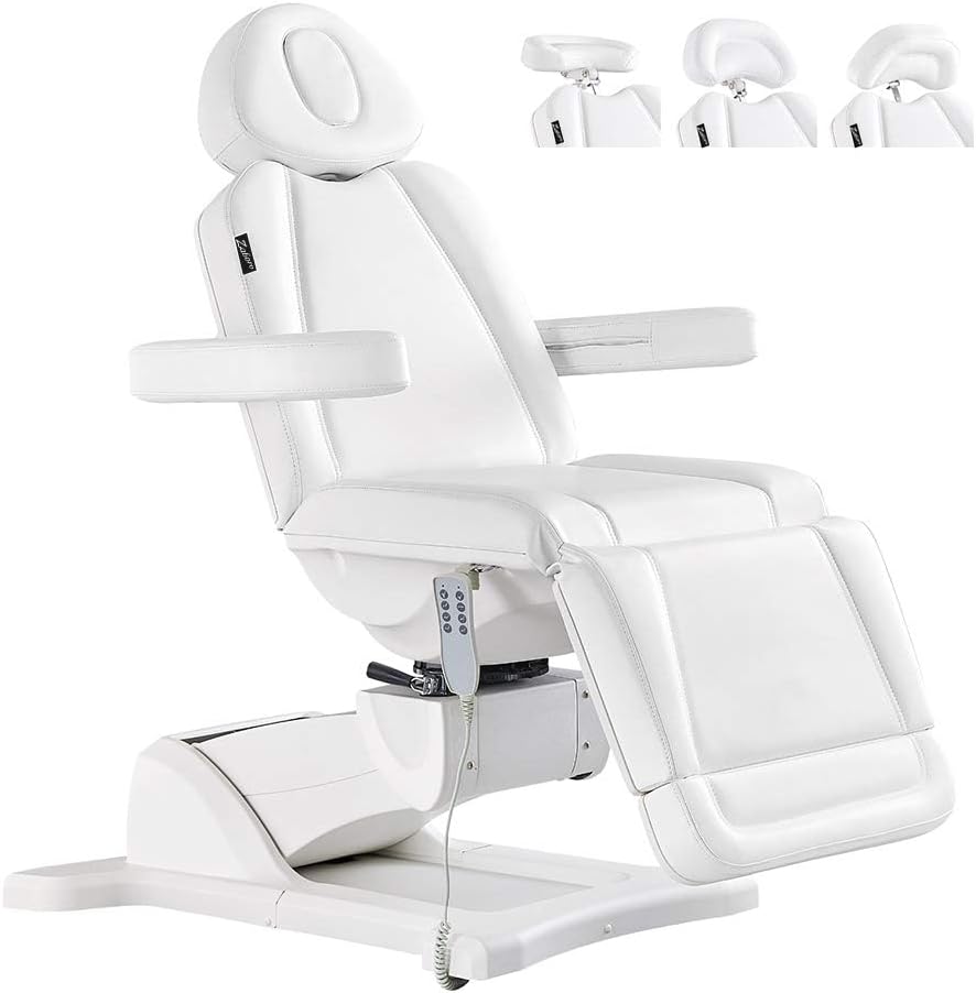 Beauty Full Electrical 4 Motor Podiatry Chair Facial Massage Dental Aesthetic Reclining Chair All Purpose Bed - PAVO -White