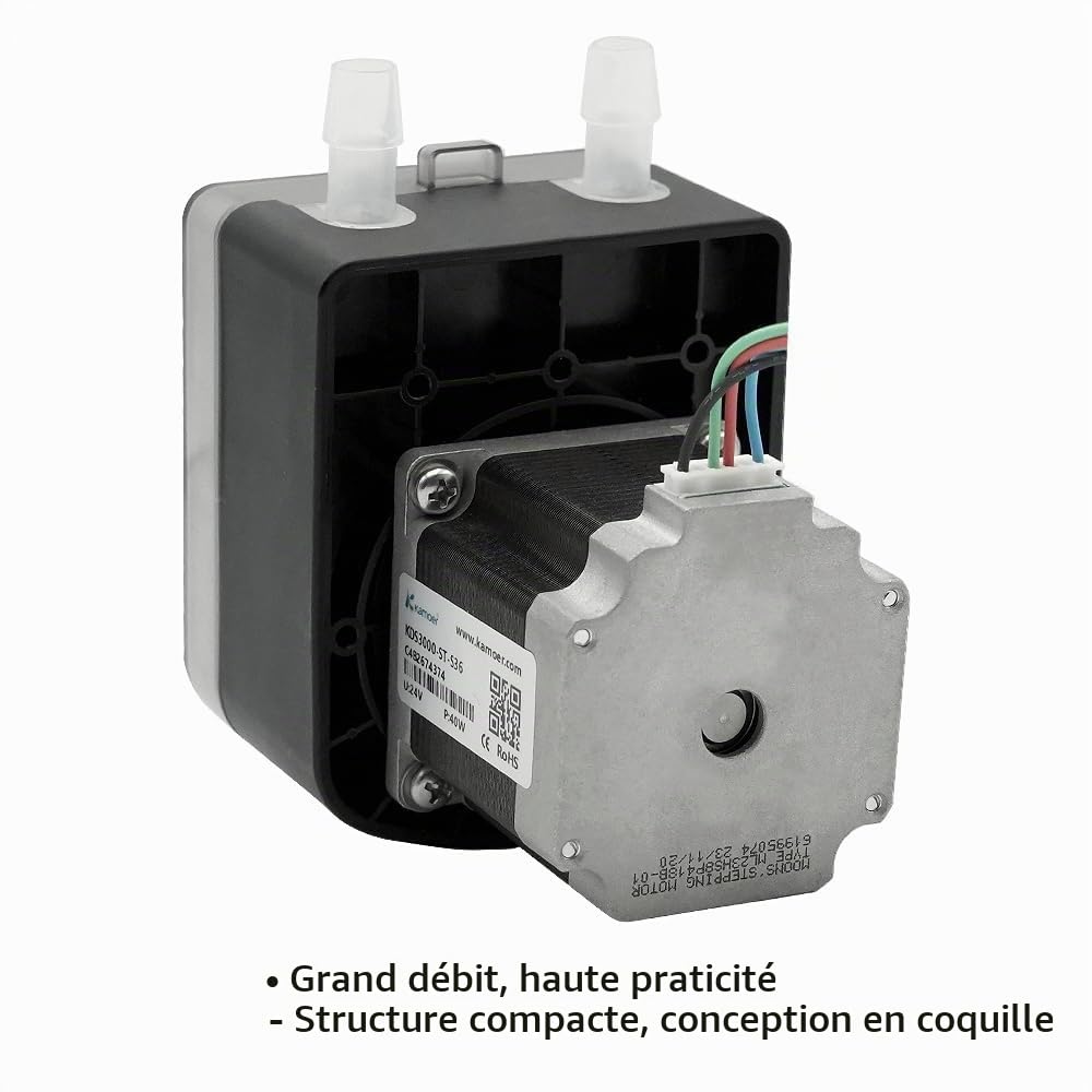 Kamoer KDS3000-ST Pompe péristaltique haut débit 24 V, 0 à 1800 ml/min | pompe doseuse durable et de haute précision avec moteur pas à pas et vitesse réglable de pour laboratoires et usines