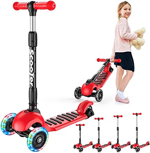 Banne 3 Wheel Kids Scooter Height Adjustable Foldable Lean to Steer Kick Scooter With Flashing PU Wheels for Boys Girls