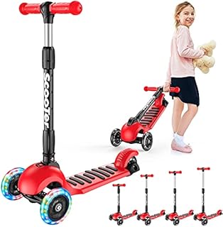 Banne 3 Wheel Kids Scooter Height Adjustable Foldable Lean to Steer Kick Scooter With Flashing PU Wheels for Boys Girls