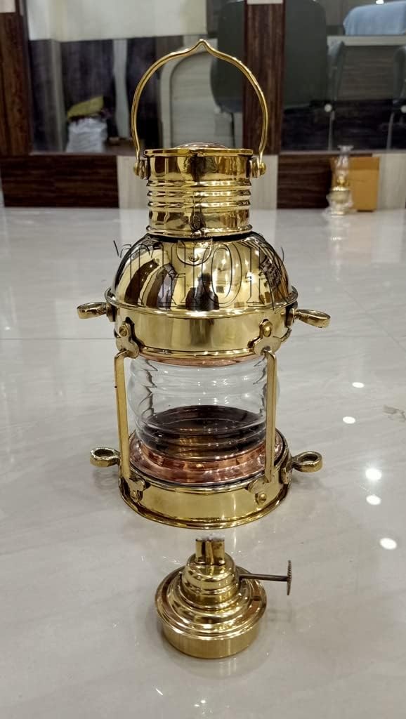 Brass Oil Lantern Maritime Collectible Ship Lamp /Decorative Lantern/ Nautical Wall Hanging Oil Lamp/ Boat Lamp Rustic Vintage Home Decor Gifts
