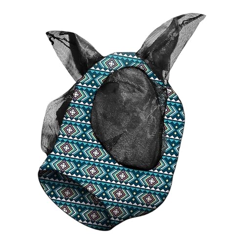 Horse Masque with Ears Horses Breathable Fly Cover Adjustable Mane Opening Equestrian Equipment UV Protection for Horse(L)