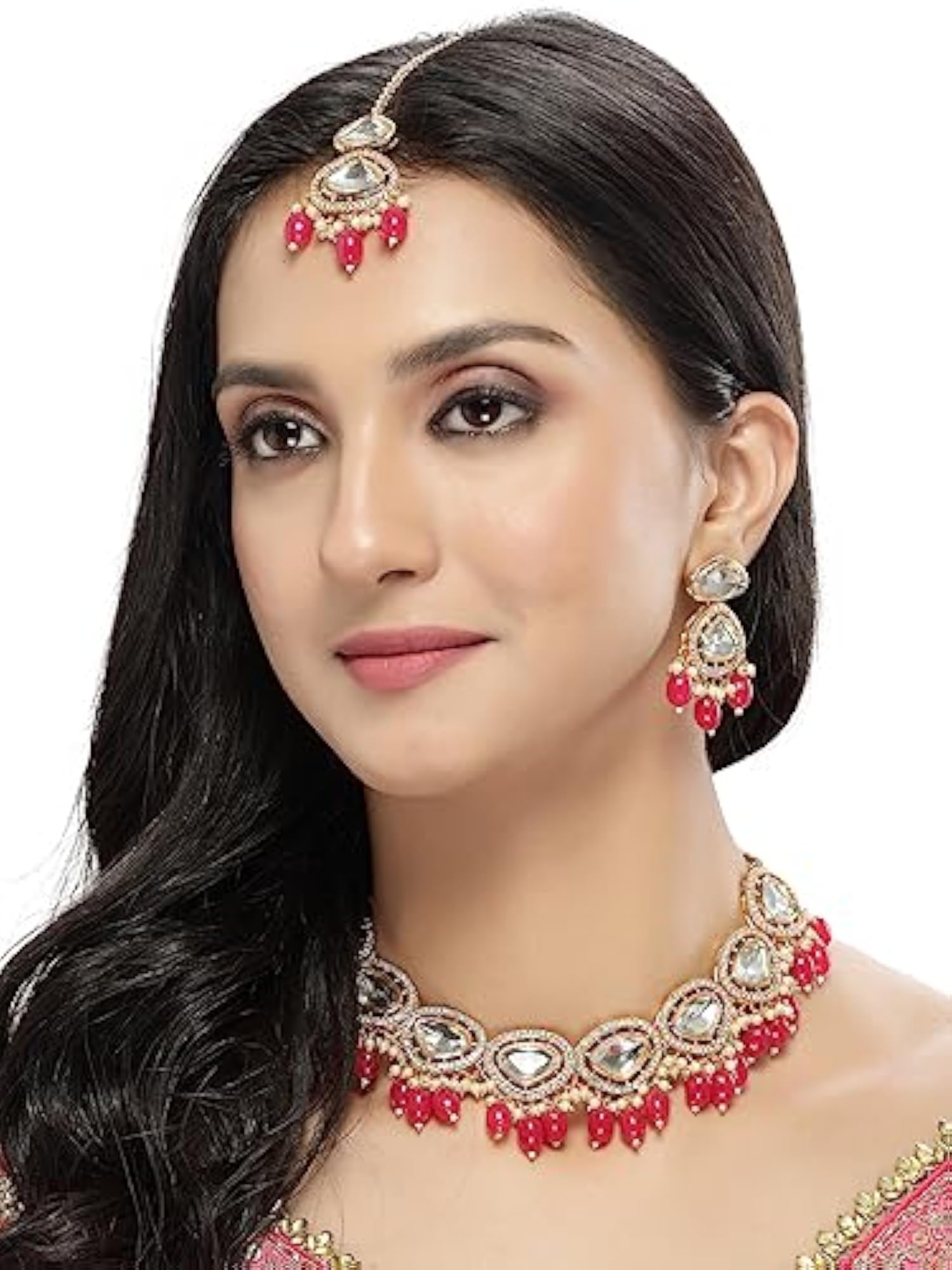 Gold-Plated AD Stones Collar Necklace With Earrings