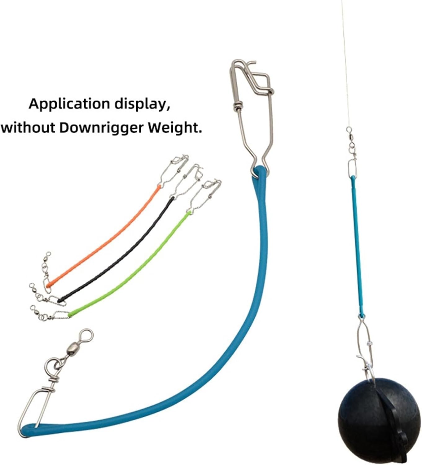 Fishing Downrigger Weight Snubber 3pcs Downrigger Weight Snubber with Stainless Steel Trolling Snap Cannonball Connector Shock-Absorbing Rope Fishing