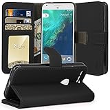 Google Pixel Case, Tauri [Stand Feature] Wallet Leather Case with Card Pockets Protective Case Flip Cover For Google Pixel - Black