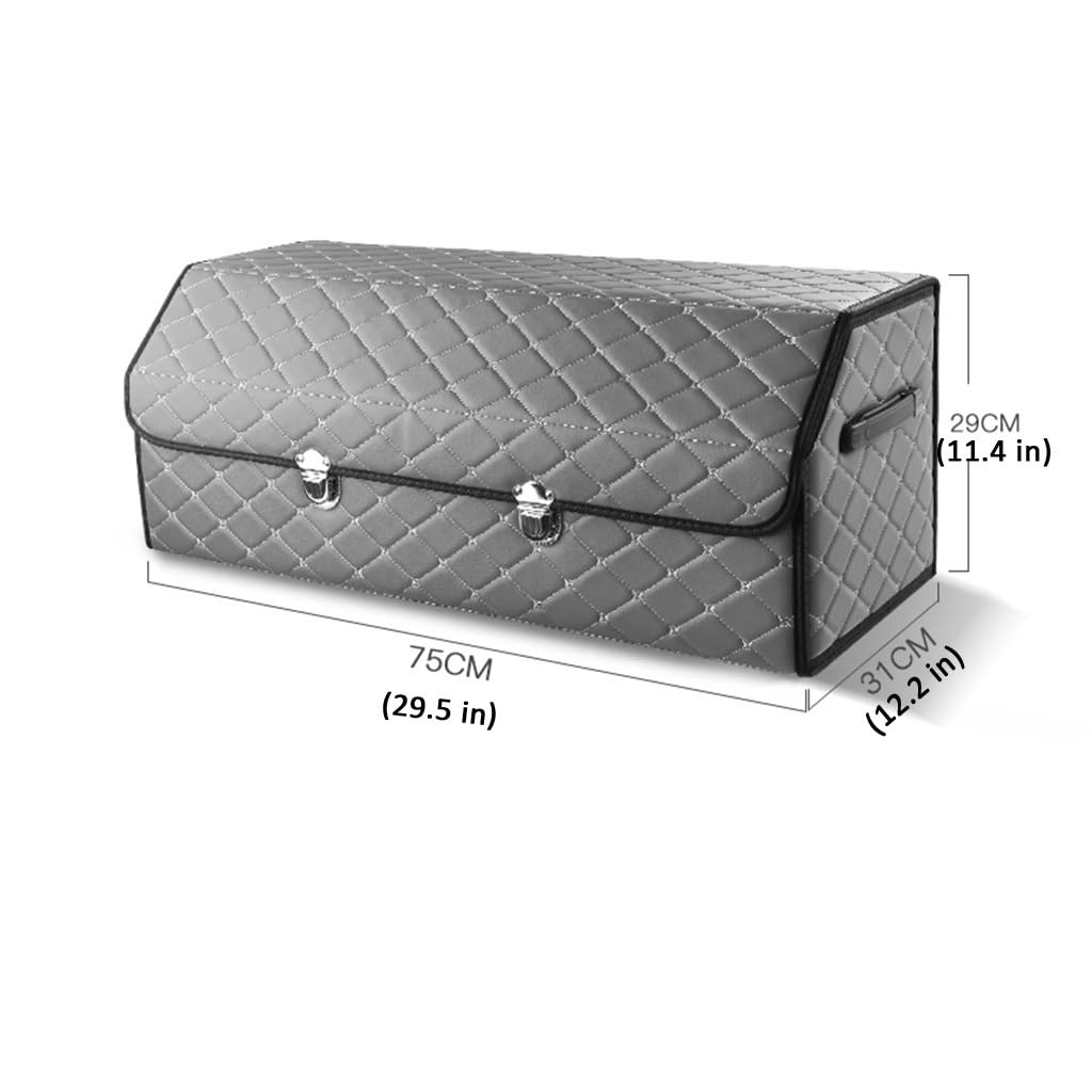 Générique Organizer do bagażnika, składane przegródki ze sztucznej skóry, organizer do przechowywania samochodu (czarny, 75 x 31 x 29 cm)
