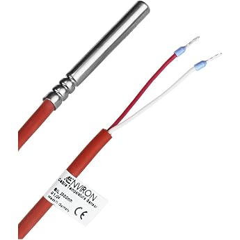 ENVIRON - PT1000 Temperature Sensor | Made in Germany | 2 Metre Silicone Cable up to 200&deg;C | Temperature Sensor Sensor Cable 