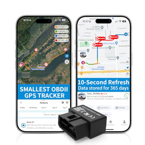 OBD GPS Tracker for Vehicles, 10-sec Real Time, Speeding & Mileage Report