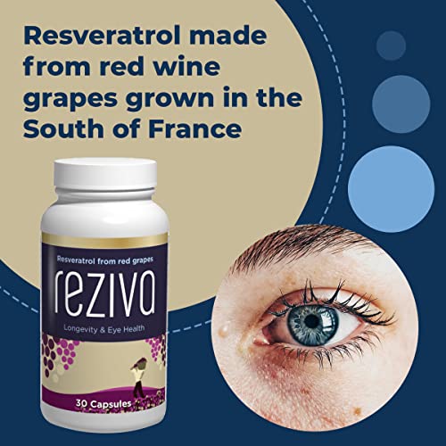 Reziva Resveratrol Supplement - Ultra High Potency & Doctor Formulated - Transresveratrol Supplements - Grapeseed With Resveratrol - For Longevity, Eye Health And, Overall Well-Being - 30 Veg Capsules #TOP3