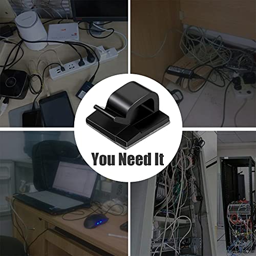 Cable Clips, 50pcs Upgraded Cable Straps with Strong Adhesive Tapes, Wire Clips, Cord Organizer, Wire Organizer, Cord Holder, Wire Management for Car, Office and Home(Black) - Thumbnail 7