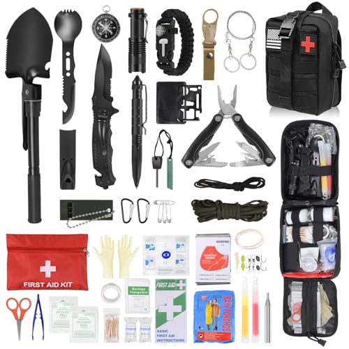 Außen Notfall Survival Kit, Erste Hilfe Set,Survival Set mit Messer für Männer Campin,Klappzange, Reiseabenteuer, Wandern, Outdoor-Abenteuer
