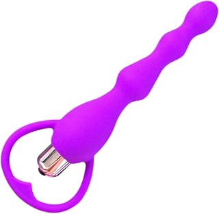 Vibrating Anal Beads Butt Plug, Graduated Design Silicone Anal Vibrator Waterproof G spot Anal Sex Toy for Men Women and Adult (purple)