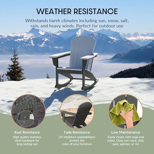 WestinTrends Malibu Outdoor/Patio Poly Adirondack Rocking Chair, Gray - Thumbnail 5