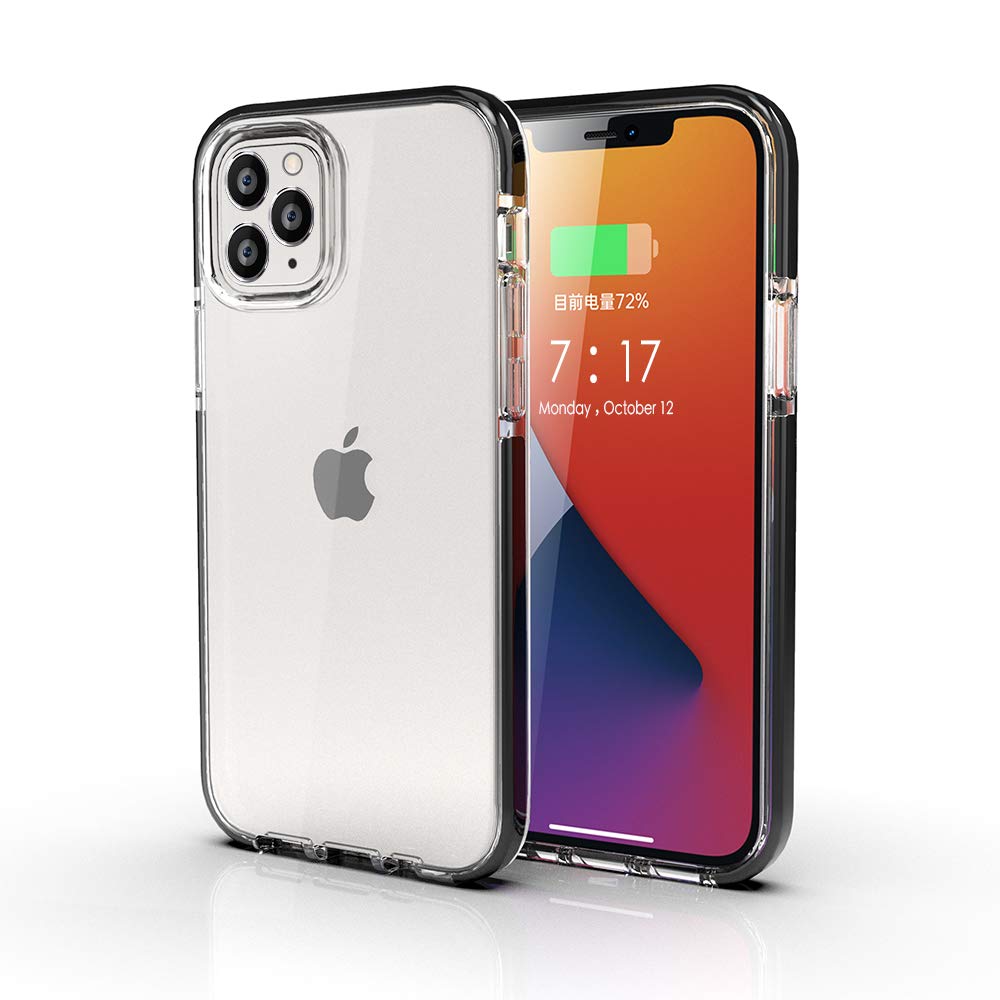 YOOMAS Designed for iPhone 12 Case Compatible with iPhone 12 Pro, [Military Grade Drop Tested] Protective Cover with Black Soft TPU Bumper, [Anti-Yellowing] Clear Shockproof Cell Phone Cases