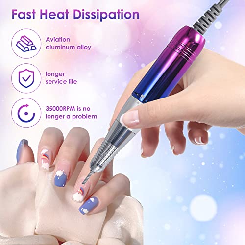 Electric Nail Drill Machine Professional Nail Drill Cordless Electric Nail File For Acrylic Nails, 35000Rpm Rechargeable Nail Filer For Removing Acrylic Nails, Polishing #TOP5