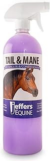Jeffers Equine Tail & Mane Detangler & Conditioner for Horses, 32 oz – Soft, Shiny & Silky Finish – Eliminates Knots & Tangles, Frizz Control, Volumizing Formula – Healthy, Light & Clean Fragrance