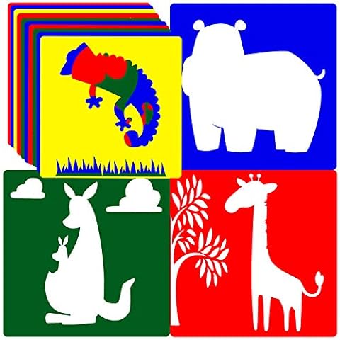Stencils for Kids Animal Stencils for Kids Large Stencils for Kids Ages 4-8 Shape Stencils Kit Large Stencils for Painting Drawing Stencils Kids Stencils Art Stencils Plastic (14 Pack, 8"" by 8") Cover