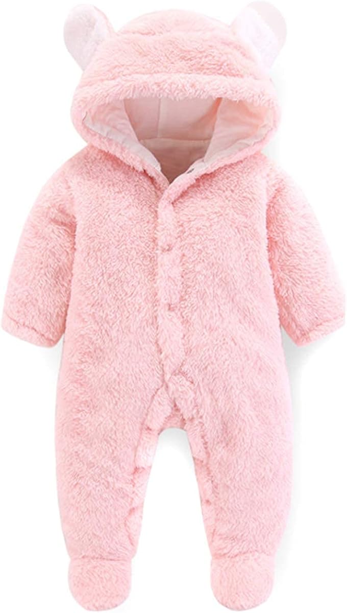 Hilmocho Pagliaccetto con Cappuccio Bambino Tuta da Neve in Pile Invernale  Calda Outfit Tutina per 0-12 Mesi lencicol Prima infanzia Bambino 0-24