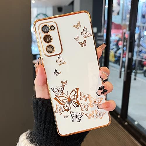 ZTOFERA Magnetic Case for Samsung S20 FE 5G, Gradient Glitter Luxury Plating Butterfly Pattern [Compatible with MagSafe] Soft TPU Shockproof Protection Case for Samsung Galaxy S20 FE - Purple