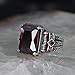 Byzantine Chain Design 925 Sterling Silver Garnet Stone Men's Ring, Handmade Silver Ring for Men, Red Garnet Stone Ring, Man Silver Garnet Stone Ring