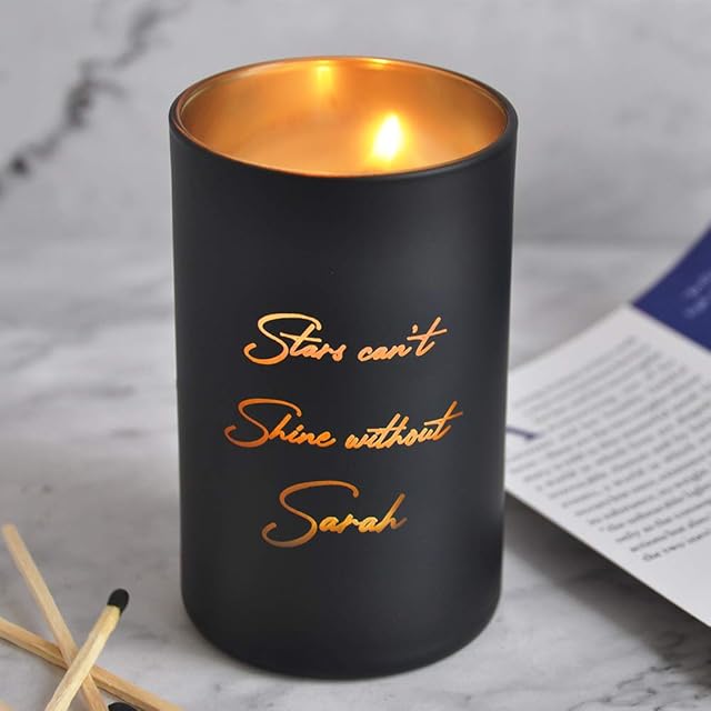 howson london Personalised Candles Orange Blossom Jasmine Amber Scented Candle Coconut Wax Candle for Her Girl Woman Gift for Anniversary Birthday Mothers Day Wedding 40 Hours (Design 1)
