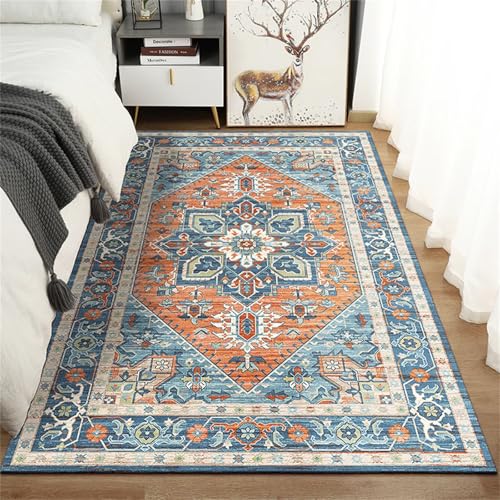 Tapis pour chambre antidérapant rétro-blumen bleu et orange 80x120cm - 2