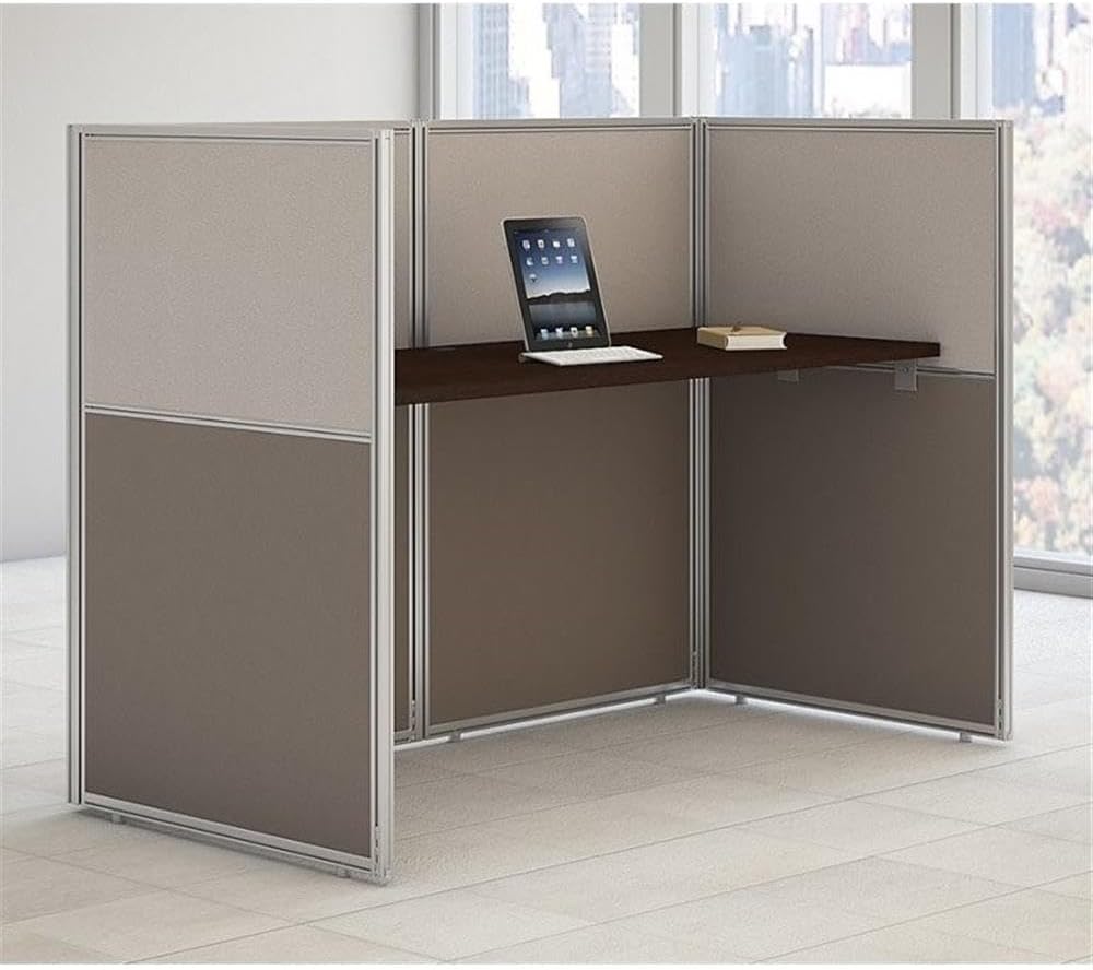 Bush Business Furniture Easy Office 60W Cubicle Desk Workstation with 45H Closed Panels in Mocha Cherry