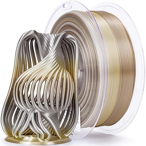 ZIRO Silk Multicolor PLA Filament 1.75mm, Silk Tri-Colors Rainbow 3D Printer Filament, Dimensional Accuracy +/-0.03mm, Fit Most FDM 3D Printer, 1KG Spool, Champagne Sheen