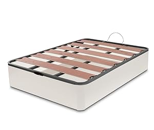 DORMIDAN - Canapé abatible Oferta, Gran Capacidad Esquinas Redondeada, Tapa somier con Lamas vaporizadas y Tacos de Polietileno (90x180cm, Blanco)