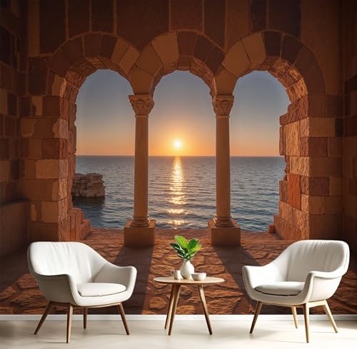 Papier Peint Panoramique 3D Poster Geant Mural Coucher de Soleil Mer - 2