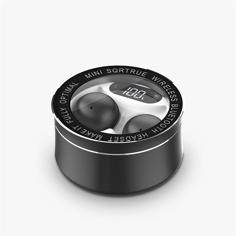 Prawdziwe bezprzewodowe słuchawki, 5,0 słuchawki bluetooth douszne słuchawki stereo wbudowany mikrofon, mini słuchawki, wyświetlacz LED do pracy, sportu, gry,Black