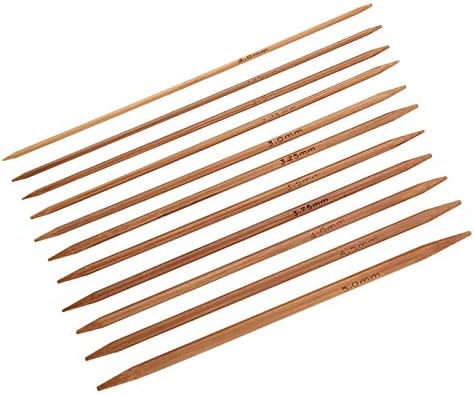 Knitting Needle Set, Double Pointed Knitting Kits, Carbonized Knitting Needles, Bamboo Needles Set of 11 5.1in/13cm for Weave DIY Lover for Handmade