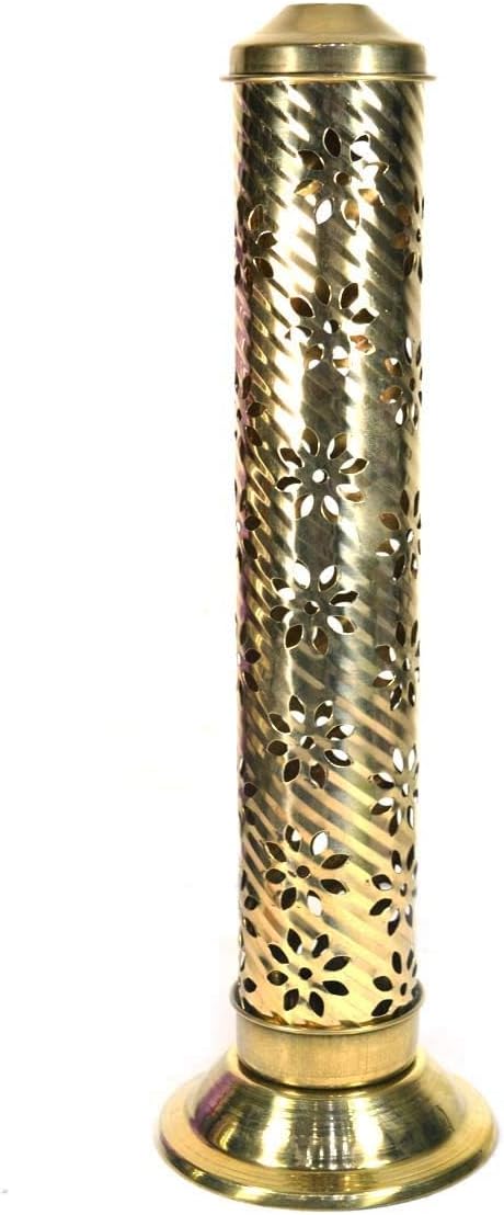 AMATIVE IMPEX Safety Incense Stick Holder Agarbatti Stand with Ash Catcher 10 Inches/Stainless Steel Gold Plated Doop Holder Diwali Pooja Celebration Gift
