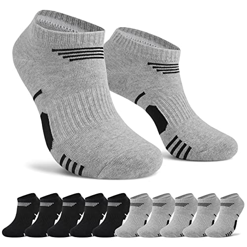 NUOZA 10 Paires Chaussettes de Sport Homme Femme Basses Coton Socquettes Respirant Chaussettes de course_Noir Gris_3942 Cover